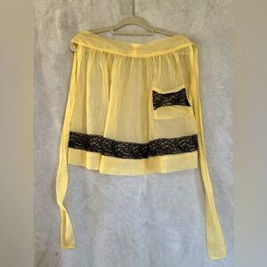 Vintage Yellow Apron with Black Lace